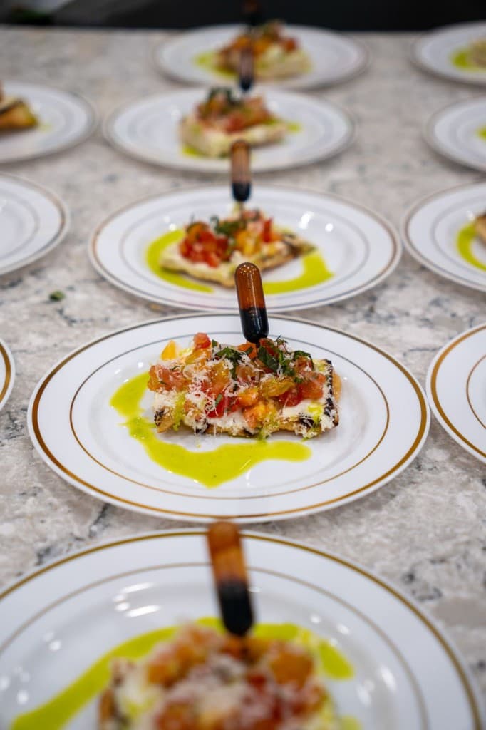 Fresh bruschetta plated for guests