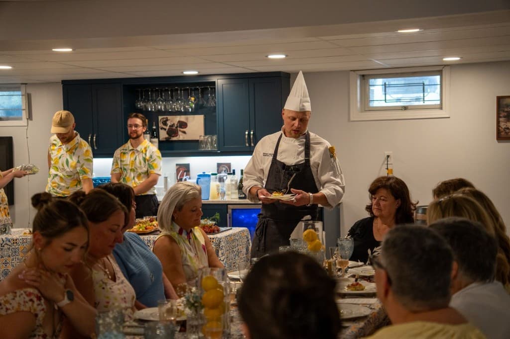 Chef Sergei Didenko at the table during Cathy's bridal shower