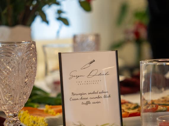 Printed menu card for the private dining experience